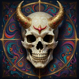 majestic satan's skull mask portrait, elden ring, intricate artwork masterpiece, psychedelic, matte painting movie poster, golden ratio, trending on cgsociety, intricate, epic, trending on artstation, by h. r. giger and zdizslaw beksinski, highly detailed, vibrant, production cinematic character render, ultra high quality model