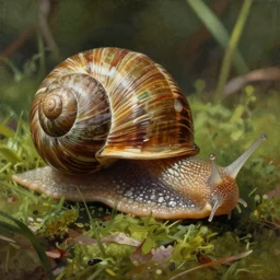 snails in their shell by Maurice Denis, close-up, botanical illustration