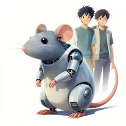 a rat as a robot, cybernetic enhancements, art by makoto shinkai and alan bean, yukito kishiro