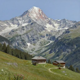 painting of the alps, a detailed matte painting by christophe vacher, matte painting, ultra detailed, matte drawing,