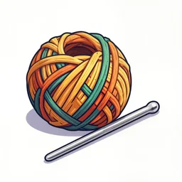 yarn, crocheted hook highly detailed, colorful, illustration, smooth and clean vector curves, no jagged lines, vector art, smooth