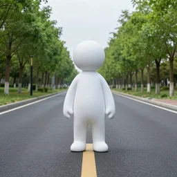 A 4th dimensional being stands in the middle of the road, photo