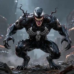 ultra realistic Venom transformation, detailed, 8K resolution, HD, Artstation, well designed,