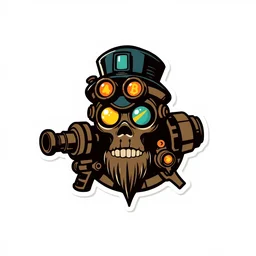 steampunk sticker art, cronobreaker, beeple game icon