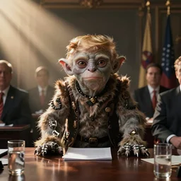 Donald Trump as Gollum in a political meeting