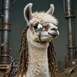 llama with dreadlocks, industrial scifi, by mandy jurgens, ernst haeckel, by hsiao, james jean