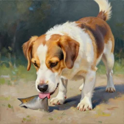 A painting of Jake the Dog licking off fin