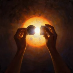 impressionist painting of solar eclipse, dramatic light, digital painting
