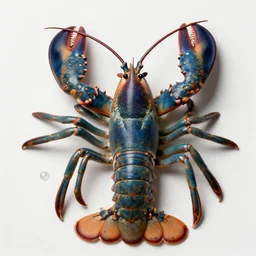 exaggeratedly detailed, realistic, giant blue american lobster