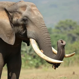 huge elephant tusks growing out of mans mouth