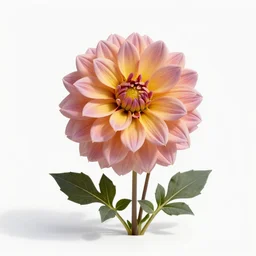 elderly dahlia, photorealistic wildlife photography, full body, isolated on a pure white background, centered, entire subject in frame, sharp focus, soft studio lighting
