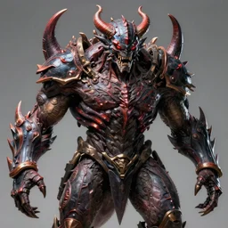 Destructive demon titan, high quality mastercraft digital painting, impossible detail, hyper realistic, sharp, sharp, 4k, ultrahd, virtuosic level detail, gorgeous lighting