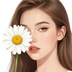 big daisy!!! beautiful girl's face, in style kuvshinov, portrait, details, illustration, golden ratio,