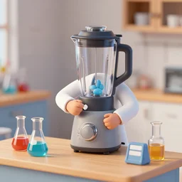 instruments being used to mix chemicals, scientist, blender, 3d, apartment