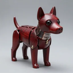 an android dog with a mahogany exoskeleton