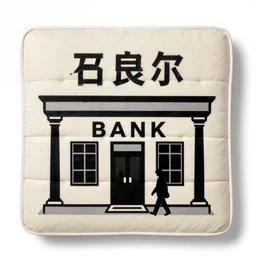 a picture of a bank under a mattress in the style of banksy
