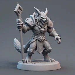 werewolf, stylized stl fantasy miniature, 3 d render, activision blizzard style, hearthstone style