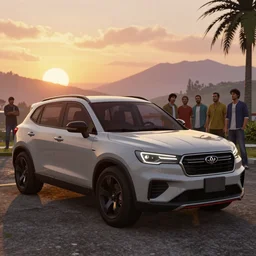 highly detailed gran vitara modificated by hoonigan in gta v, sunset in ecuador, happy ambience, stephen bliss, unreal engine, fantasy art by greg rutkowski, loish, rhads, ferdinand knab, makoto shinkai and lois van baarle, ilya kuvshinov, rossdraws, tom bagshaw,