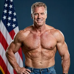 George Carlin as president, extremely muscular, 50mm, award winning