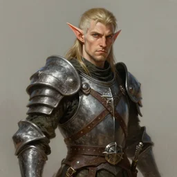 a detailed portrait of an elf warrior dressed with a rugged armor, by justin gerard and greg rutkowski, digital art, realistic painting, dnd, character design, trending on artstation