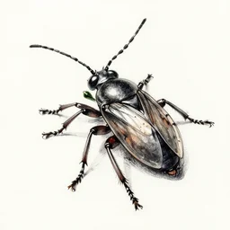 exotic insect, new world discovery, ink sketch by naturalist