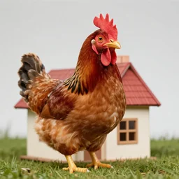 a lhotoshopped image of a vhicken wearing a house