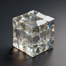3 d render of dimensional cubic crystal square, hyper realistic, cinematic, studio lighting, detailed