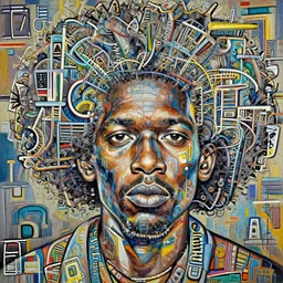 A extremely ultra highly detailed majestic hi-res beautiful immaculate head and shoulders award winning painting stunning masterpiece of the face of a strong black african man with an afro by Jean-Michel Basquiat, 8k, high textures, ultra hyper sharp, insanely detailed and intricate, super detailed, 8k HDR ultra high quality