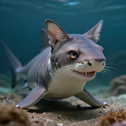a reptilian cat - shark - hybrid, animal photography