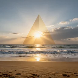 symmetrical, golden ratio, beach, waves, sand, smoke, light rays, hdr, 8 k, intricate