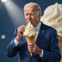 joe biden eating a giant cone of ice cream