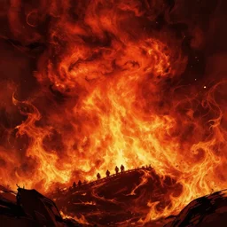 A firey inferno hell by Noah Bradley, matte painting, Trending on Artstation, DSLR, red color scheme