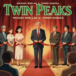 Twin Peaks poster artwork by Michael Whelan and Tomer Hanuka, Jeff Bezo at ribbon cutting ceremony, full of details, by Makoto Shinkai and thomas kinkade, Matte painting, trending on artstation and unreal engine