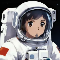 close up of astronaut, anime style