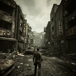 Kabukicho, Tokyo in ruins post-nuclear war in Fallout 4, in game screenshot