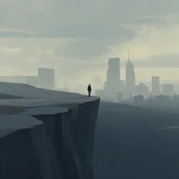 a person never to be seen again walking at the edge of the brand new world, digital art, concept art deviantart, art station landscape, greg rutkowski style
