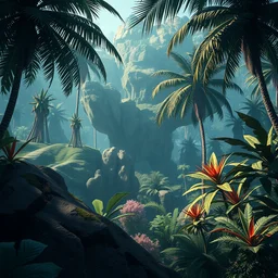 tropical biome. highly detailed, digital painting, engraving, grunge, artstation, sharp focus, unreal engine 5, 8 k, art by kilian eng