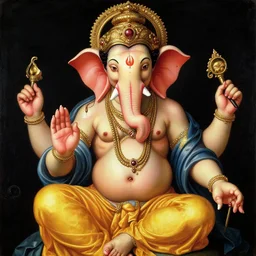 ganesha by botticelli, oil painting, classical painting, digital art, vivid colors, romanticism