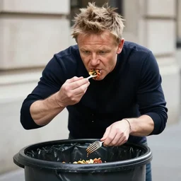 gordon ramsay eating the food from trash bin caught on camera