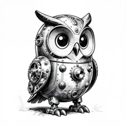 mechanical little owl, steampunk, character design by charlie bowater, ross tran, artgerm, and makoto shinkai, detailed, inked, western comic book art