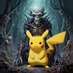 highly detailed pokemon lovecraft,by Andree Wallin and HR Giger