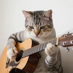 cat playing the guitar, dslr photo