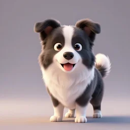 a cartoon, border collie, 3 d octane render, 4 k beeple, volumetric lighting, octane render, cute render, border collie, 3 d artwork, blender 3 d art, pixar animation style