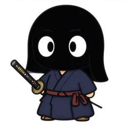 katana with eyes, cartoon, illustration,