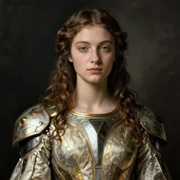 portrait of young woman in futuristic dress, art by sandro botticelli
