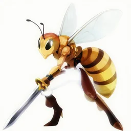 anime art humanization wasp with sword