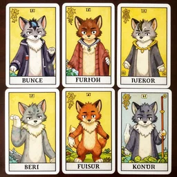 tarot cards featuring cringe furry oc fursonas