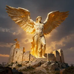 the colossus of rhodes, volumetric lighting, fantasy artwork, very beautiful scenery, very realistic painting effect, hd, hdr, cinematic 4 k wallpaper, 8 k, ultra detailed, high resolution, artstation
