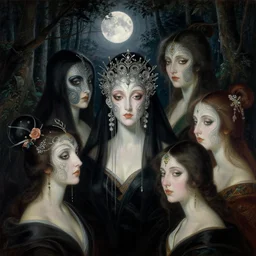 wuxia, forest, moonlight, intricate beautiful faces, painting by gaston bussiere, agostino arrivabene, vanessa beecroft, anka zhuravleva, mary jane ansell
