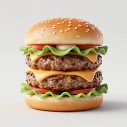 blender render of cheeseburger with 3 0 patties